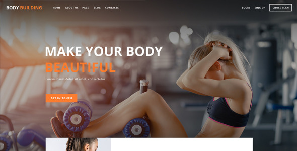 PSD шаблон на тему фитнес