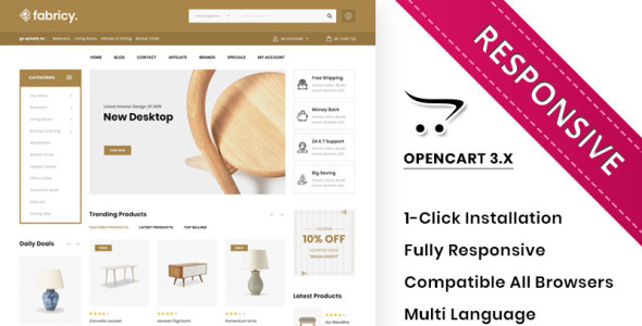 шаблон мега мебельного магазина opencart