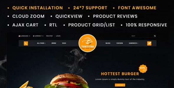 tostitos food store opencart шаблон