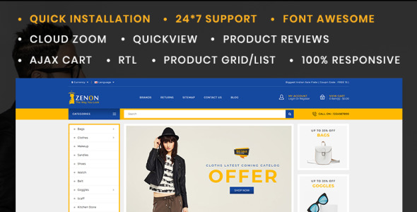 zenon fashion store opencart шаблон
