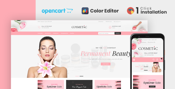 магазин косметики отзывчивый шаблон opencart