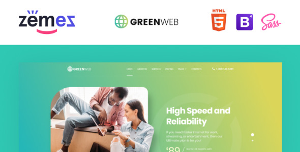 интернет провайдер многостраничный креативный html шаблон сайта