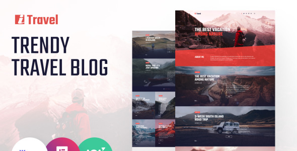 модный шаблон сайта блога путешествий для темы Elementor builder wordpress