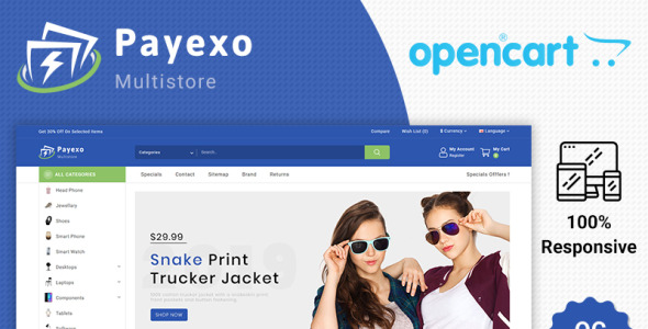 payexo лучший шаблон модного магазина opencart