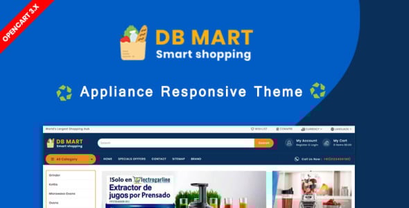 db mart home applience шаблон opencart