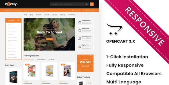 шаблон книжного магазина opencart