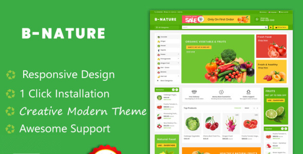 b nature organic fruit &amp; vegetable opencart шаблон
