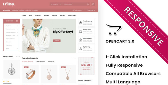 ювелирный магазин премиум шаблон opencart