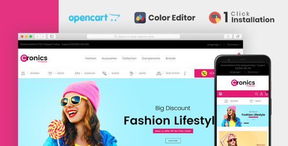 cronics fashion store opencart шаблон
