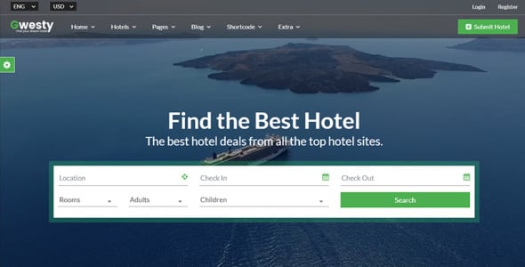 шаблон сайта бронирования отелей