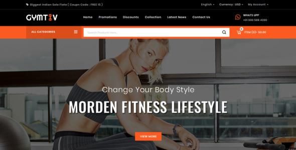 тема фитнес магазина prestashop