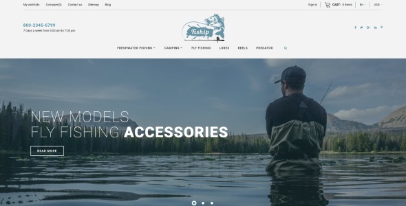 рыболовный магазин шаблон prestashop тема