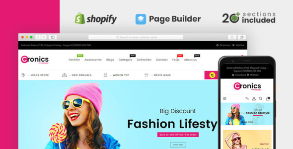 cronics универсальный магазин shopify тема