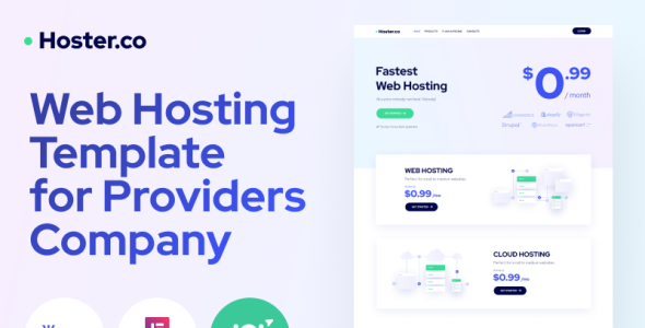шаблон веб-хостинга для провайдеров компании с темой wordpress elementor