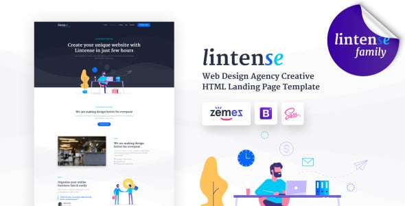 агентство веб дизайна creative html landing page template