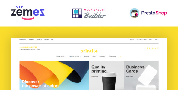 типография электронная коммерция шаблон prestashop тема