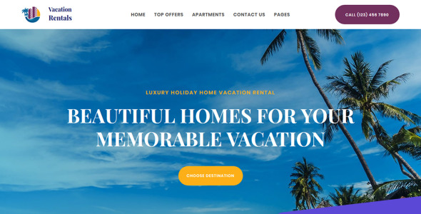 шаблон целевой страницы аренды жилья для отдыха