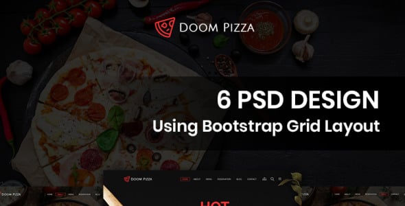 PSD шаблон на тему пиццерия