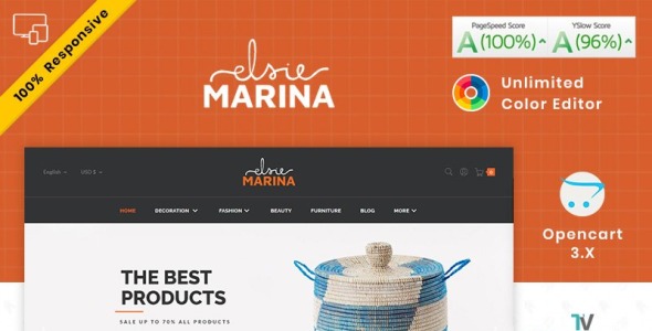 elsie marina home decor furniture opencart шаблон