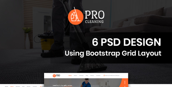 PSD шаблон на тему клининговая компания