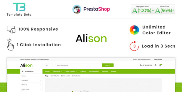 Alison Cosmetic Mega Store PrestaShop Theme