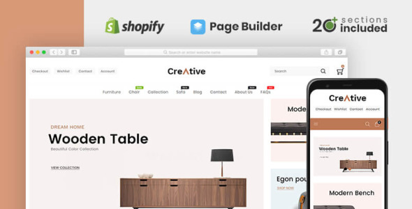 креативный магазин дерева и мебели shopify theme