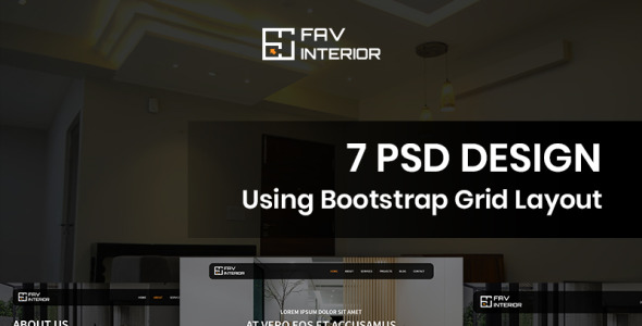 PSD шаблон на тему дизайн интерьеров