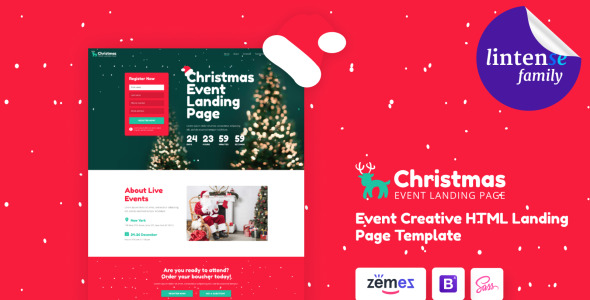 зимний праздник html шаблон целевой страницы