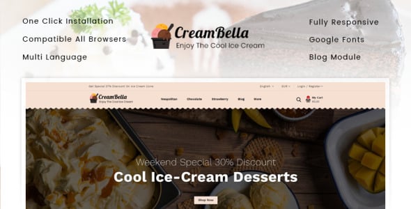 магазин мороженого prestashop тема