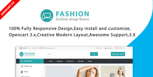 модный универсальный шаблон opencart