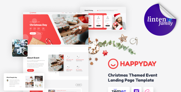 шаблон целевой страницы рождественского тематического мероприятия