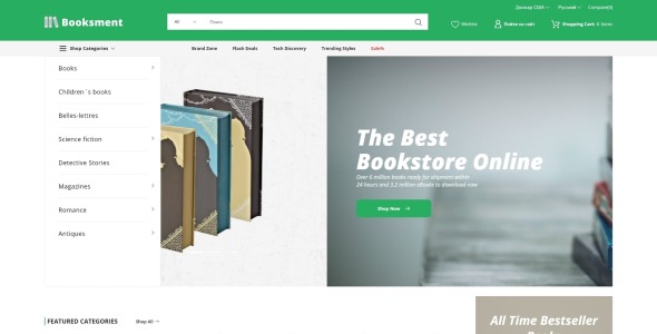 онлайн книжный магазин дизайн prestashop тема