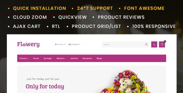 Flowery Flowers Store OpenCart Template