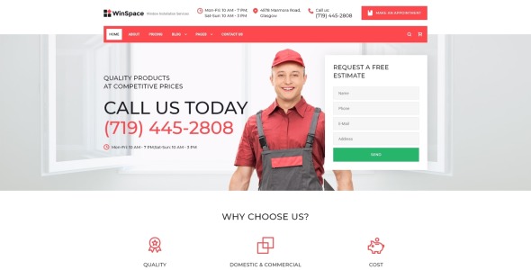 шаблон сайта компании по установке windows