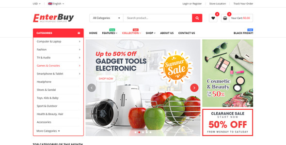 многоцелевая тема shopify