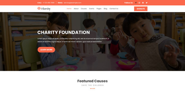 PSD шаблон на тему детская благотворительность