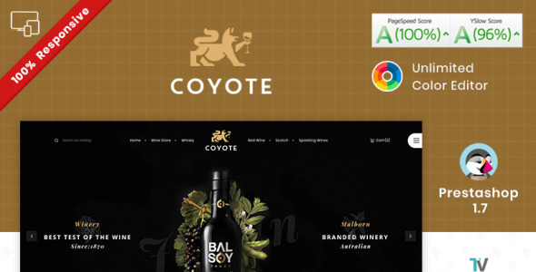 covote вино алкоголь магазин prestashop тема