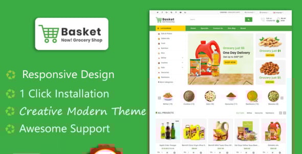 корзина продуктовый шаблон opencart