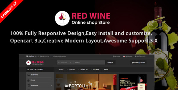 redwine отзывчивый шаблон opencart