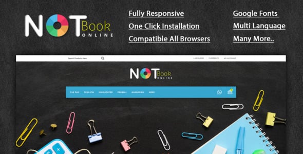 блокнот канцелярский магазин opencart шаблон