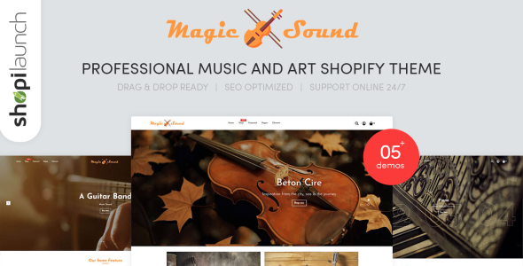 профессиональная музыкально - художественная тема shopify