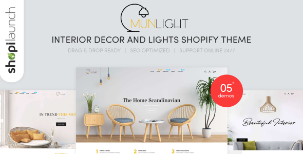 интерьер декор и освещение shopify тема