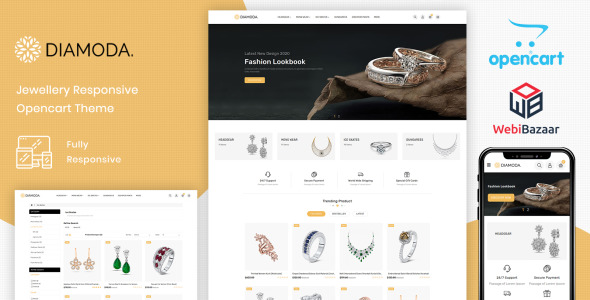 jewellery responsive store opencart шаблон