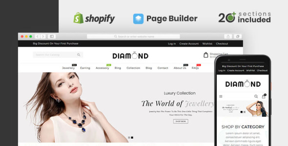 алмазный ювелирный магазин тема shopify