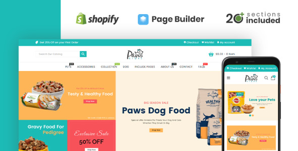 paws pet store shopify тема