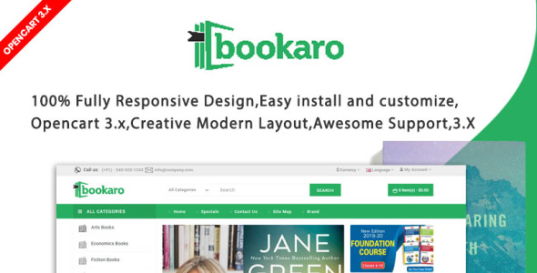 bookaro онлайн библиотека магазин шаблон opencart
