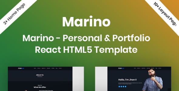 Personal &amp; Portfolio React HTML5 Landing Page Template
