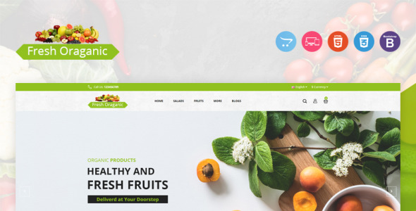 свежий органический шаблон opencart