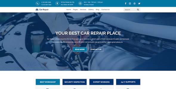 Адаптивный PSD шаблон на тему ремонт авто