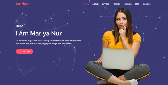 шаблон целевой страницы личного портфолио Марии